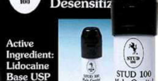 bottle of stud 100 male genital desensitizer that helps to delay ejaculation